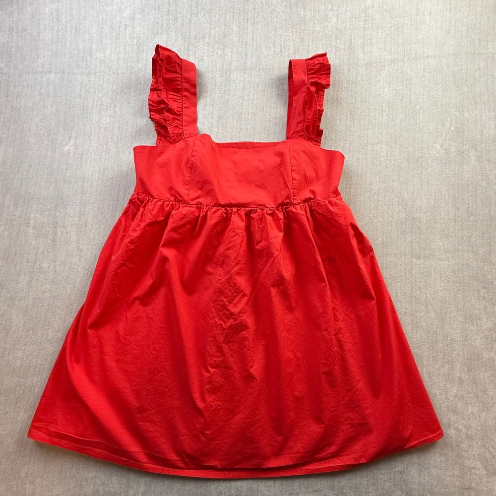 Altar'd State Red Ruffle Strap Bow Back Mini Dress DYDW5650IMK Medium